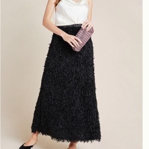 Sunday in Brooklyn x Anthropologie Feathered Eyelash Maxi Skirt Size Medium NWT